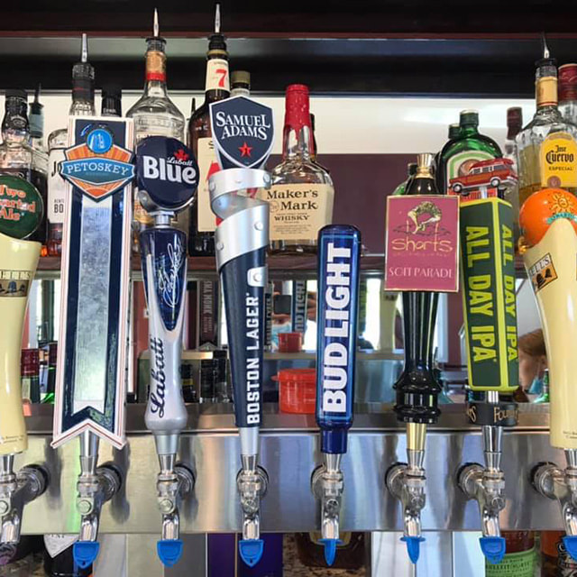 Domestic and craft beers on tap